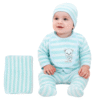 Unisex Baby Striped Clothing Set with Blanket & Bib – 4-Piece Outfit
